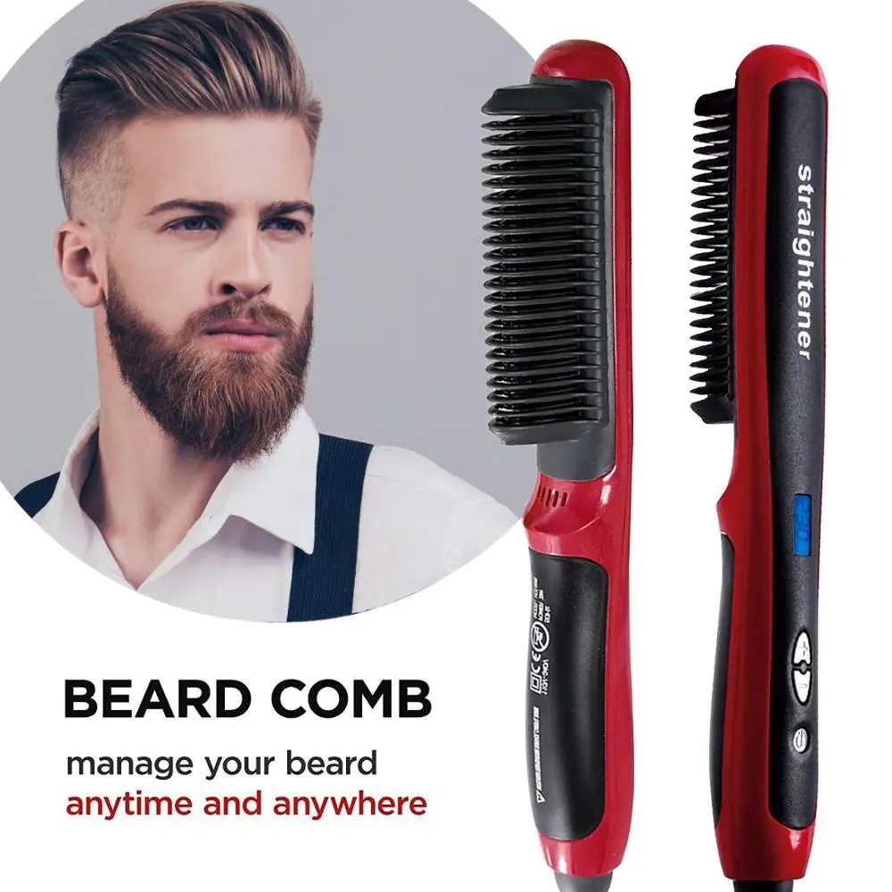 

Drop ship Men Beard Straightener Multifunctional Beard Hair Straightening Irons Comb Quick Hair Styler Beard Smoothing Comb
