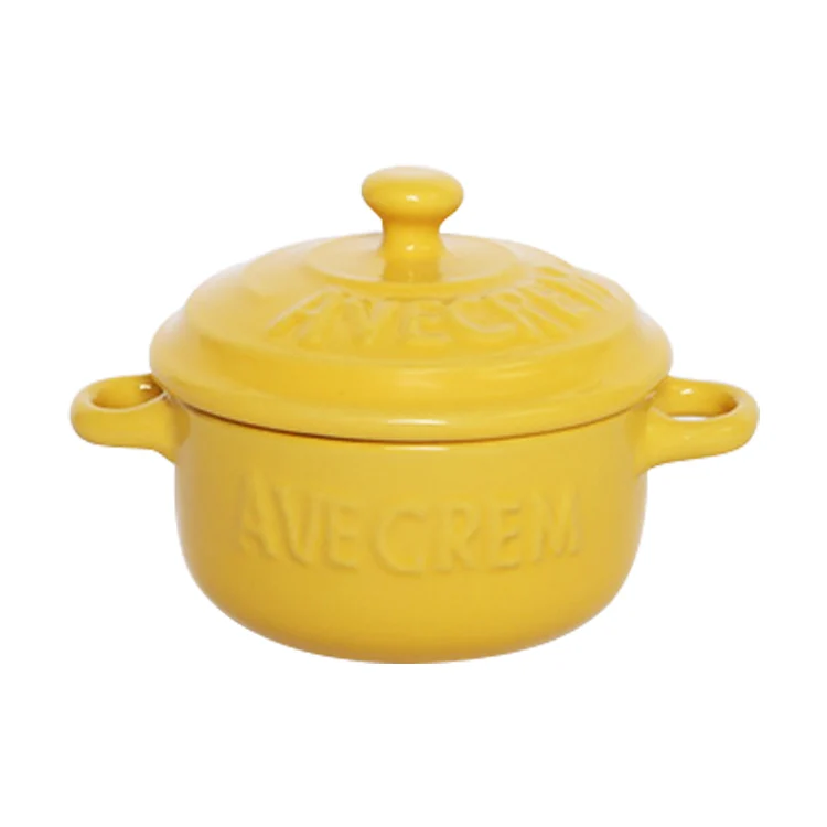 Ceramic orange 210ml colorful Round shape Stoneware Casseroles