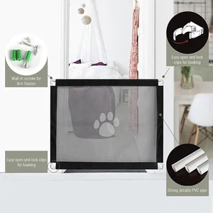 Dog Mesh Door Safety Fence for Pet Magic Dog Portable Folding  Guard