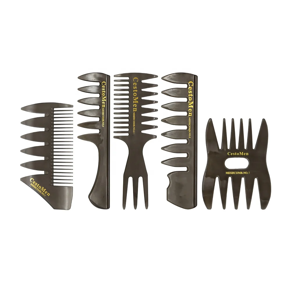 

New Classic Wide Teeth Detangling Double Tooth Comb Male Oil Head Hairdressing Hair Comb In Newest Design, Brown