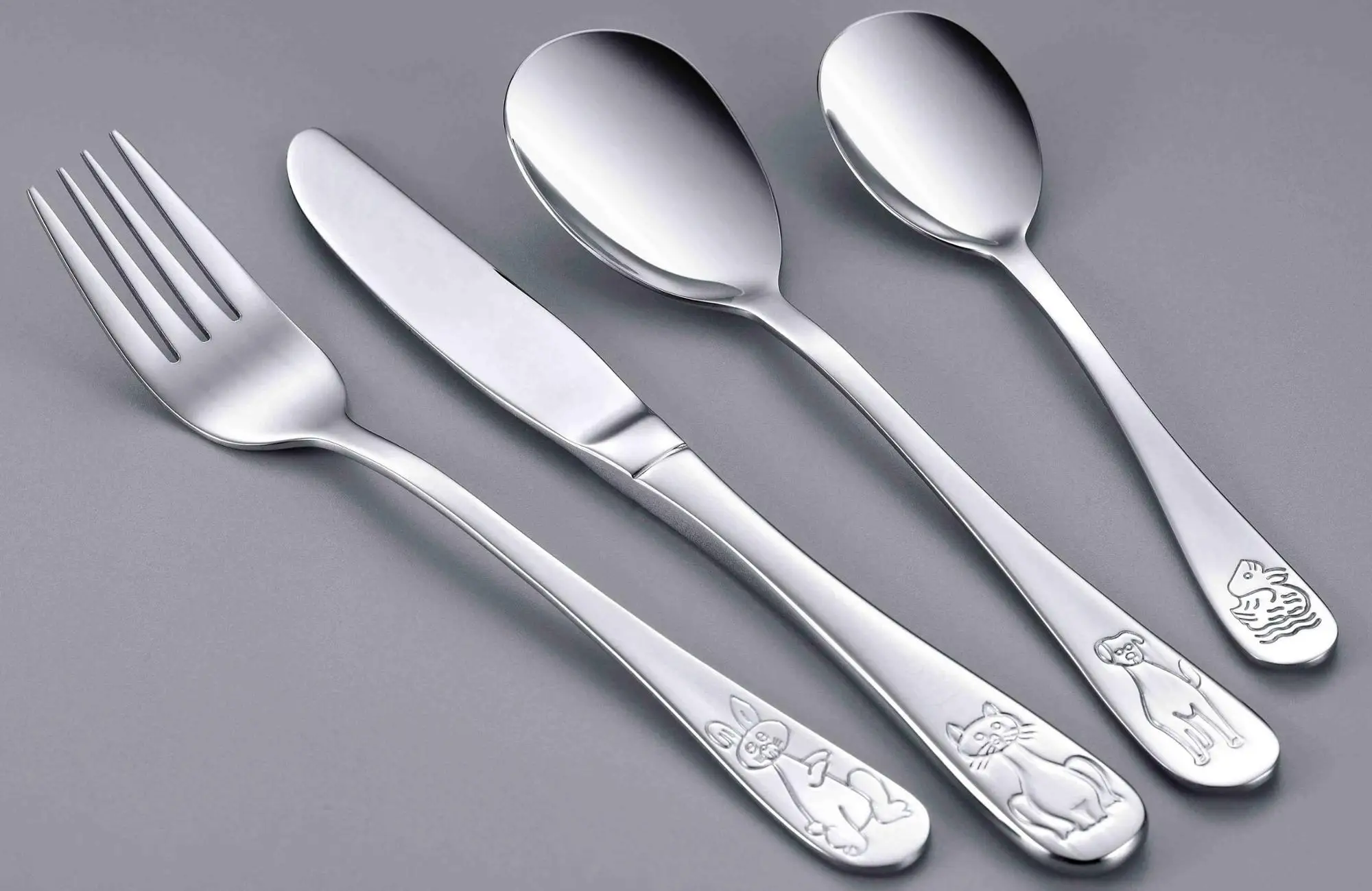18/10 Children Kids Stainless Steel Flatware Set With Animal Pattern