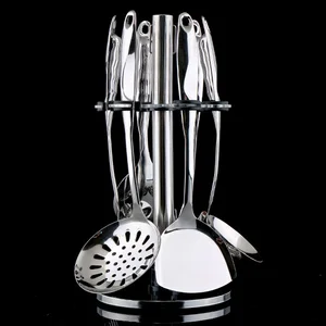 Image of Mirror Finish Stainless Steel Kitchen Utensil 304 Serving Cooking Utensil Set