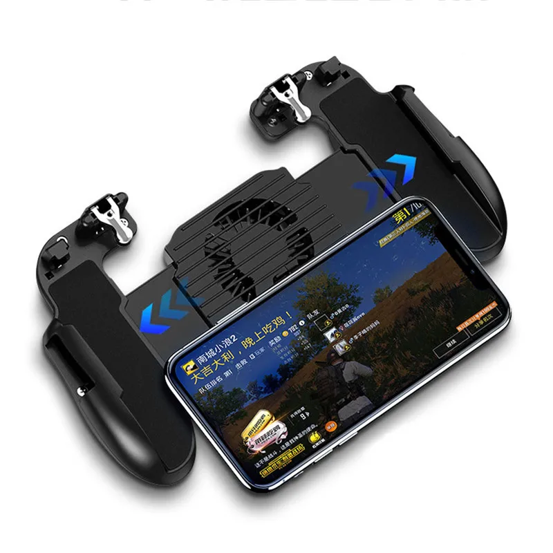 

3 In 1 H5 Mobile wirelessGamePad with rechargeable battery Cooling Fan Gamepad Metal L1 R1 fire button trigger PUBG Joystick, Black/blue/red/white