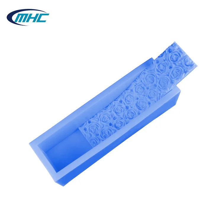 

Wholesale handmade rose shape rectangle loaf silicone soap mold fondant mold, Blue