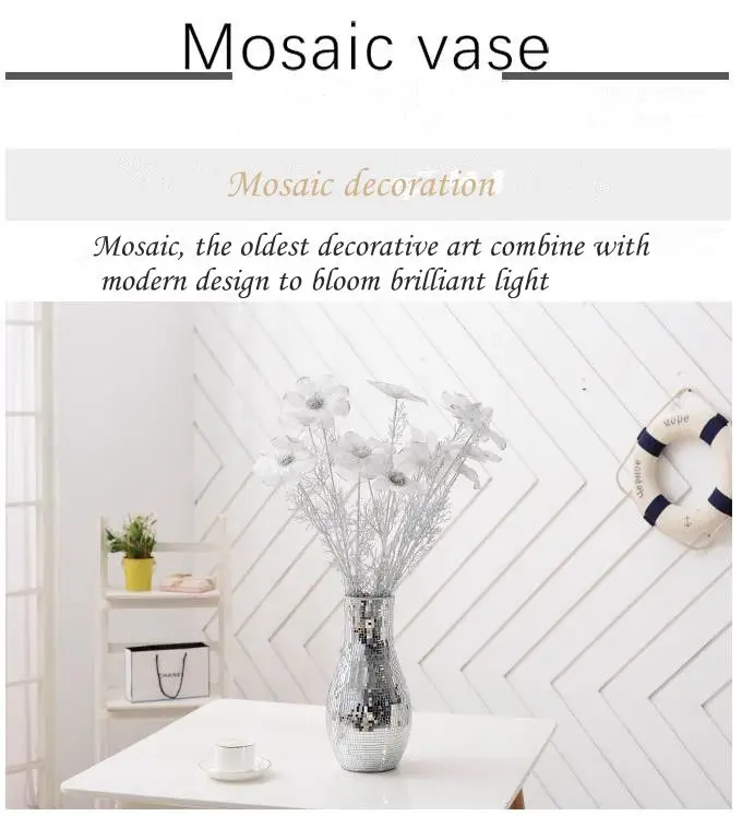 Wedding Gift Cheap Mirrored Glass Mosaic Silver Vases Buy Cheap Mosaic Vases,Mosaic Vases For