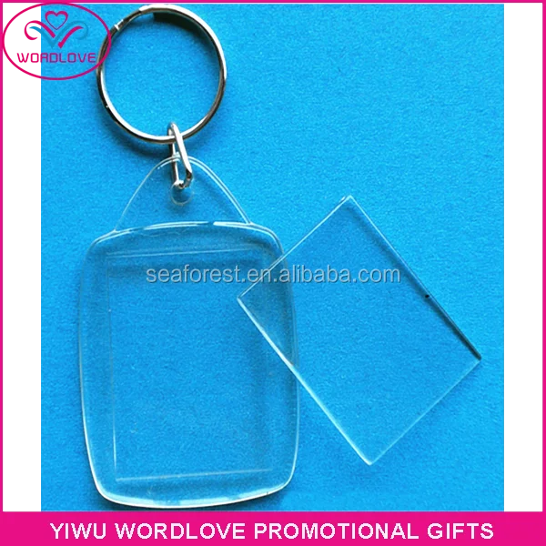Promotional Custom Printed Rectangular Clear Acrylic Photo Keychain