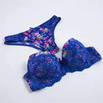 Conjunto De Ropa Interior Para Mujer Sujetador Sexy Estampado Flor