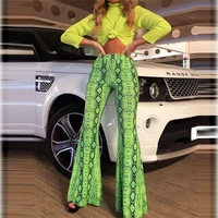 

2019 Women Autumn Fashion Snake Print Pants Sexy Party Club Flare Pants Casual Elastic Waist Trousers Pants