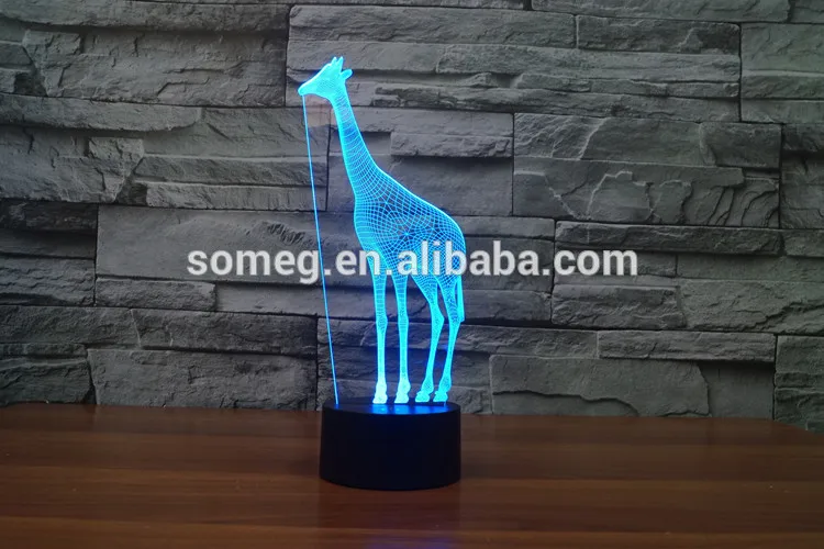 Wholesale manufacturers giraffe 2 colorful 3D lamp night light visual atmosphere