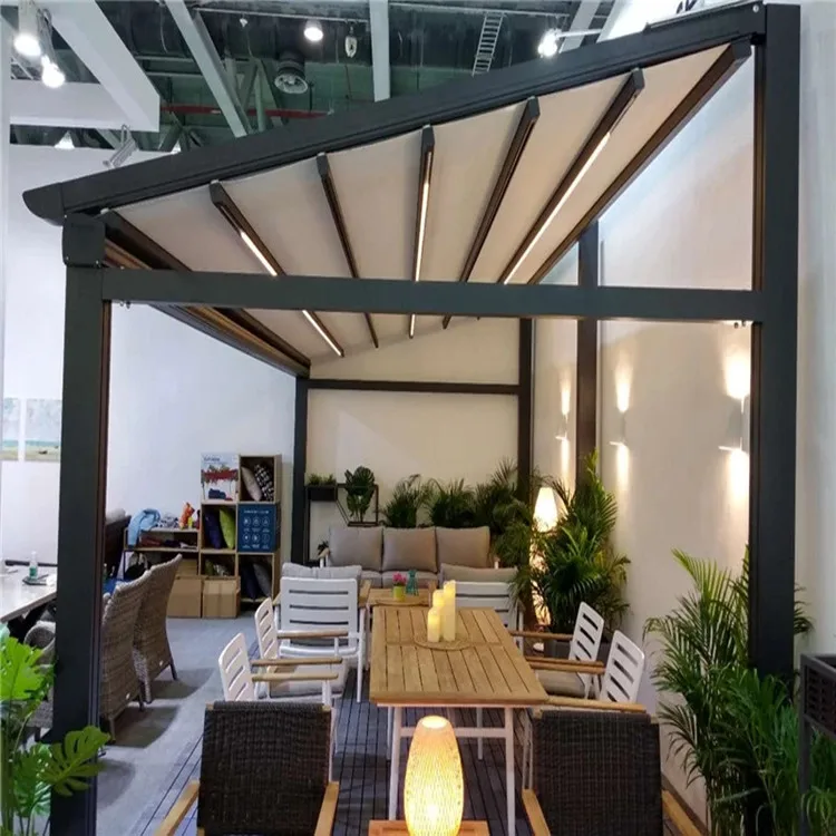 

Electric Pergola Awning Patio Motorized Retractable Awning Roof, White or grey or custom make