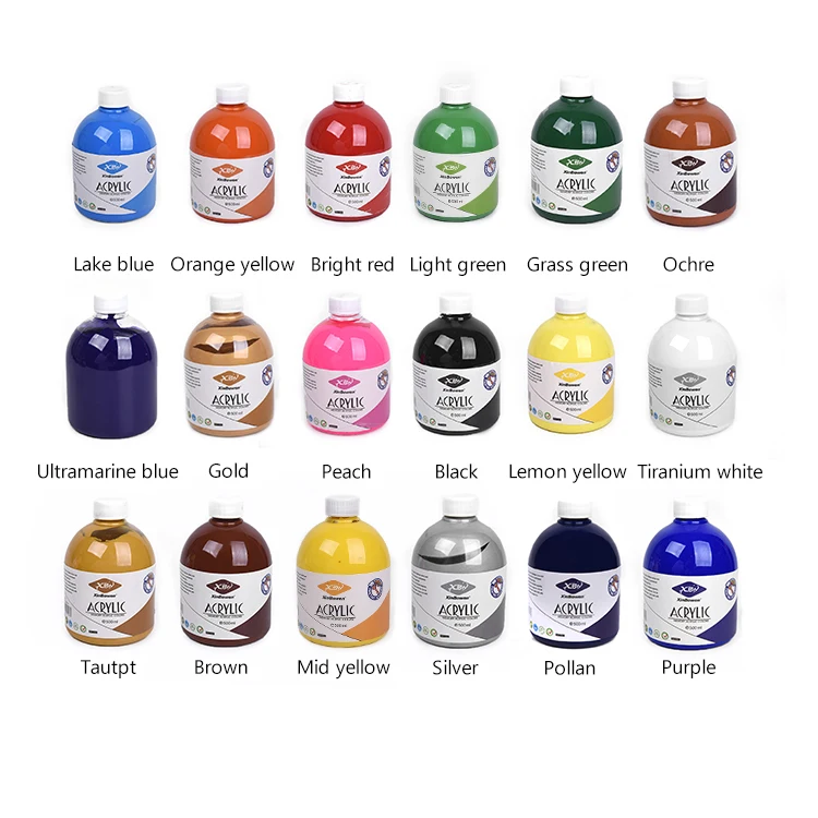 Wholesale Nontoxic Acrylic Paint 18 Colors 500ml Artists Acrylic