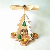 Wooden craft laser cutting Christmas pyramid decoration with tealight holders