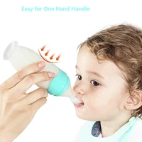 

100% BPA Free 90ml FDA Grade Silicone Squeeze Feeder Spoon Soft Baby Feeding Bottle With Spoon