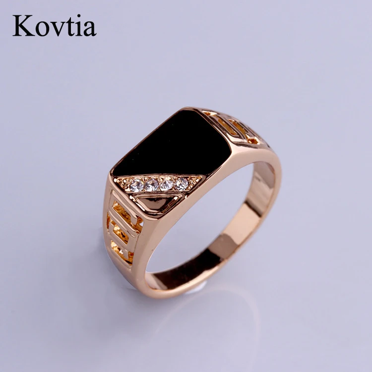 

Fashion Hollow Out Vintage Ring Zinc Alloy Bijoux Crystal Stone Black Ring Suitable For Men And Women