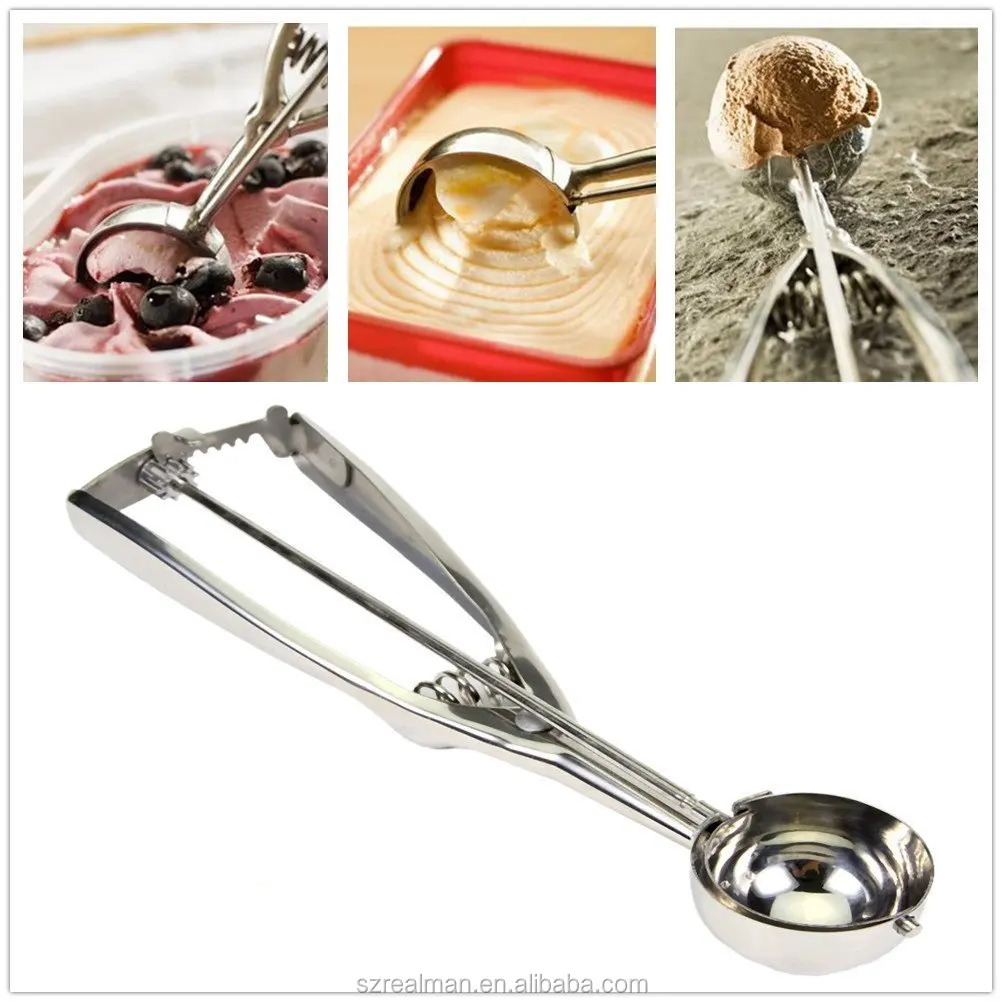 Cookie Scoop Set, Ice Cream Scoop Set, 3 PCS Metal Ice Cream Scoop Trigger  Include LargeMediumSmall Size, Select 188 Stainless S