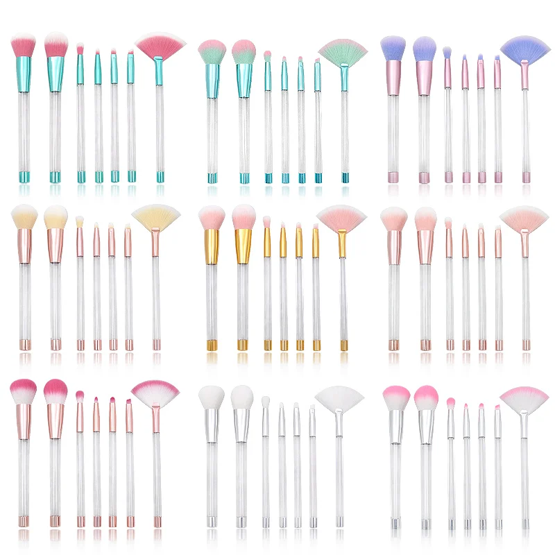 7pcs Purple Best Glitter DIY Empty Tube Makeup Brushes Sets Professional Makeup Brush Custom