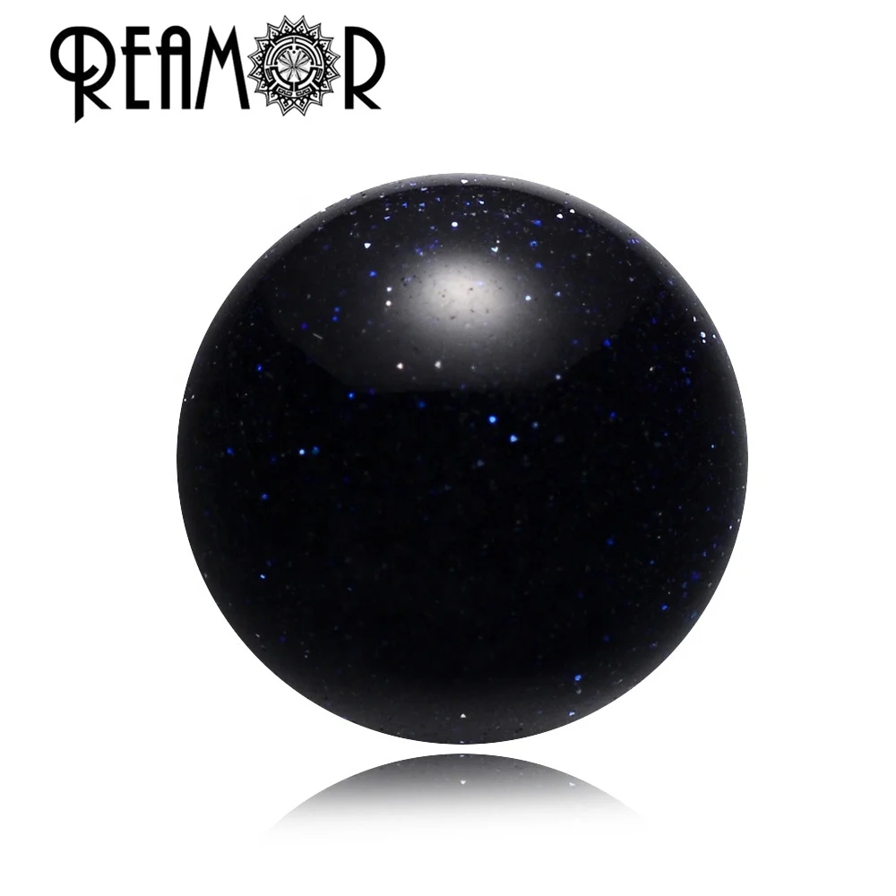 

REAMOR Blue Sandstone Natural Stone Beads Night Starry Sky Round Small Hole Beads Charms For Bracelet Jewelry Making Wholesale