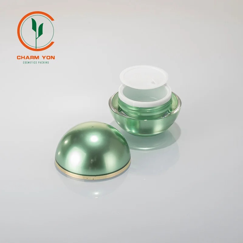 
Guangzhou wholesale green ball shape Acrylic Cosmetic empty container 15g Eye Cream Jar for Cosmetic Packaging 