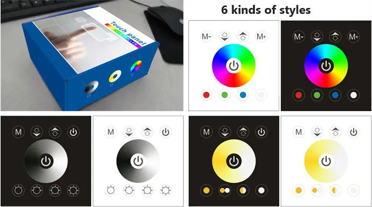 Regulador Led M/ás Oscuro para el Color Que Cambia la Tira de LED Controlador Led de Panel T/áctil 1# Luces de Panel etc. Regulador LED RGB de Color Montado en la Pared
