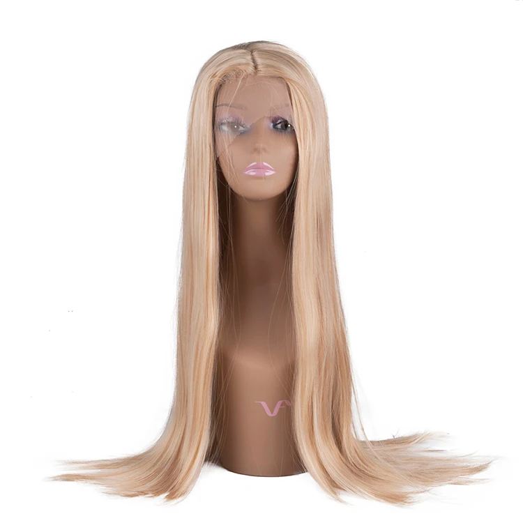 

Heat Resistant 28 Long Straight Blonde Synthetic Lace Front Wig For White Women