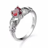 New Arrivals 2018 Princess 925 Silver Plated Colorful Ruby Gemstones Ring Birthstone Bride Wedding Heart Ring