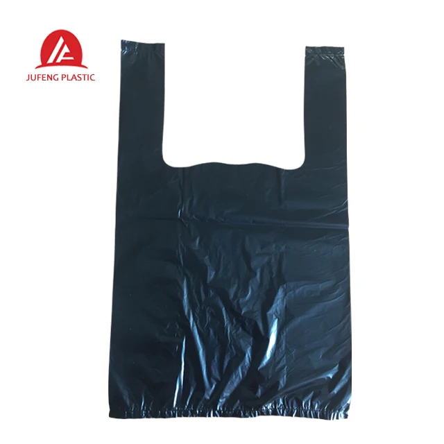 HDPE Plastic Black T-shirt carrier bag