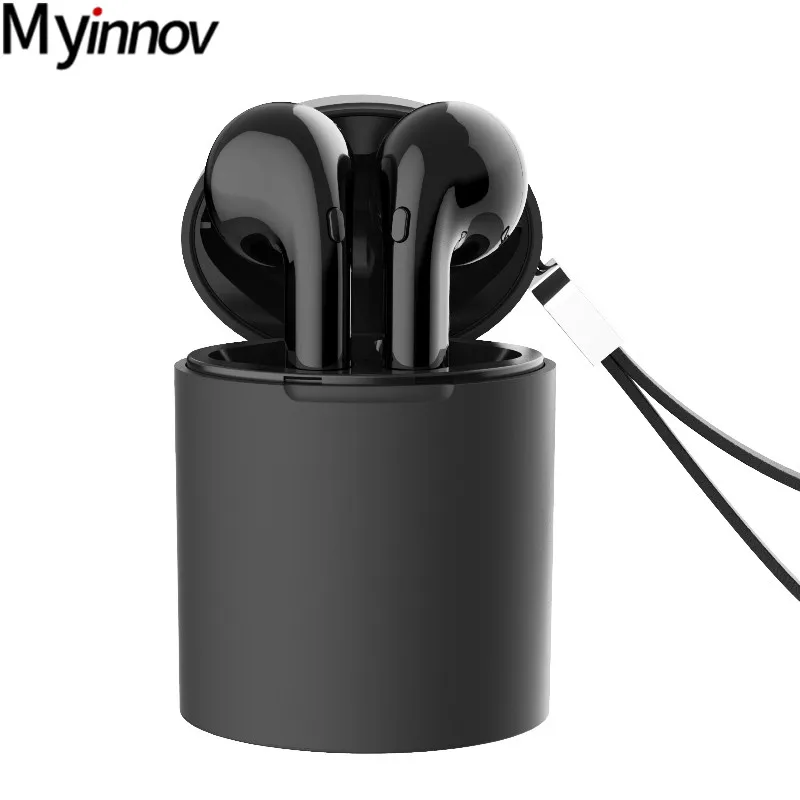 

Private model tws earbuds 3D stereo sound wireless bluetooth earphone with mic and portable charging Case, Black;white