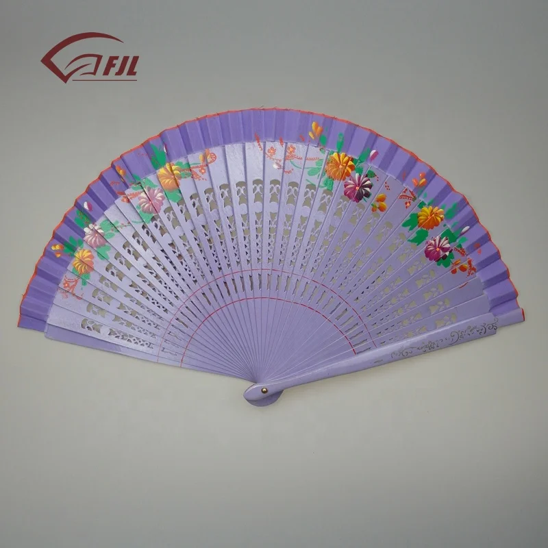 
New product folding fan fabric customized painted wooden spanish hand fan 