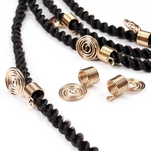 ZSHAIR 100pcs/lot golden 8-layer spiral 8mm hole Hair Beads for Braided Hair
