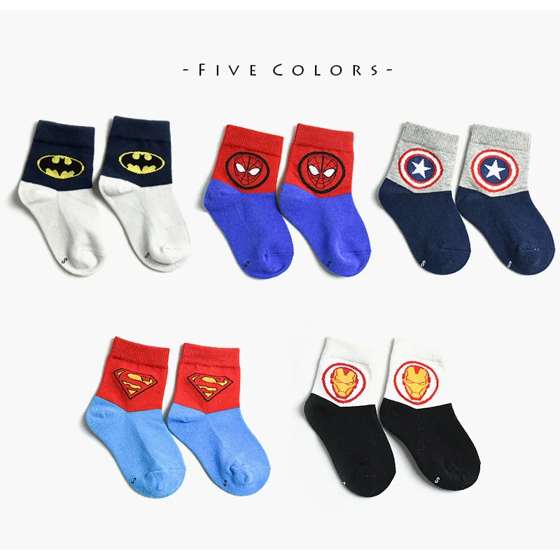 
Up-grade marvel hero socks bulk soft touch silicone rubber cotton baby socks 