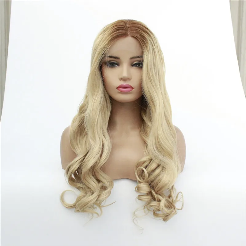 

Factory Price Brown to Blonde Body Wave Long Synthetic Wigs, Pic showed