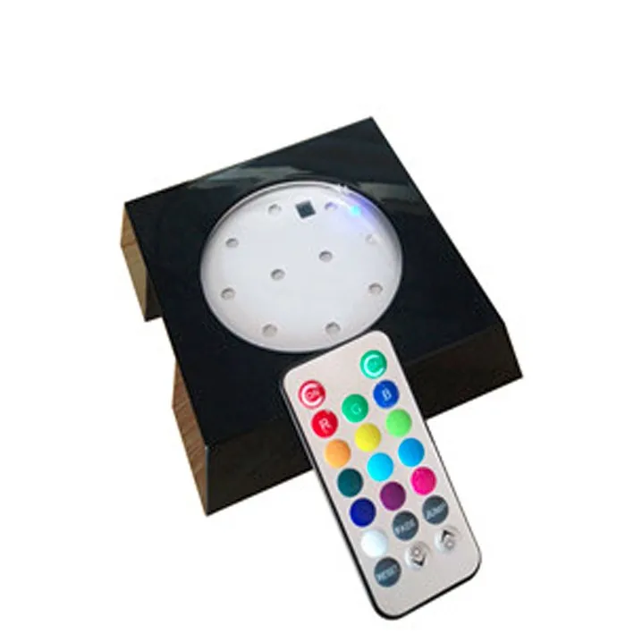 Ir Remote Controlled Square Led Light Base For 3d Laser Etched Glass