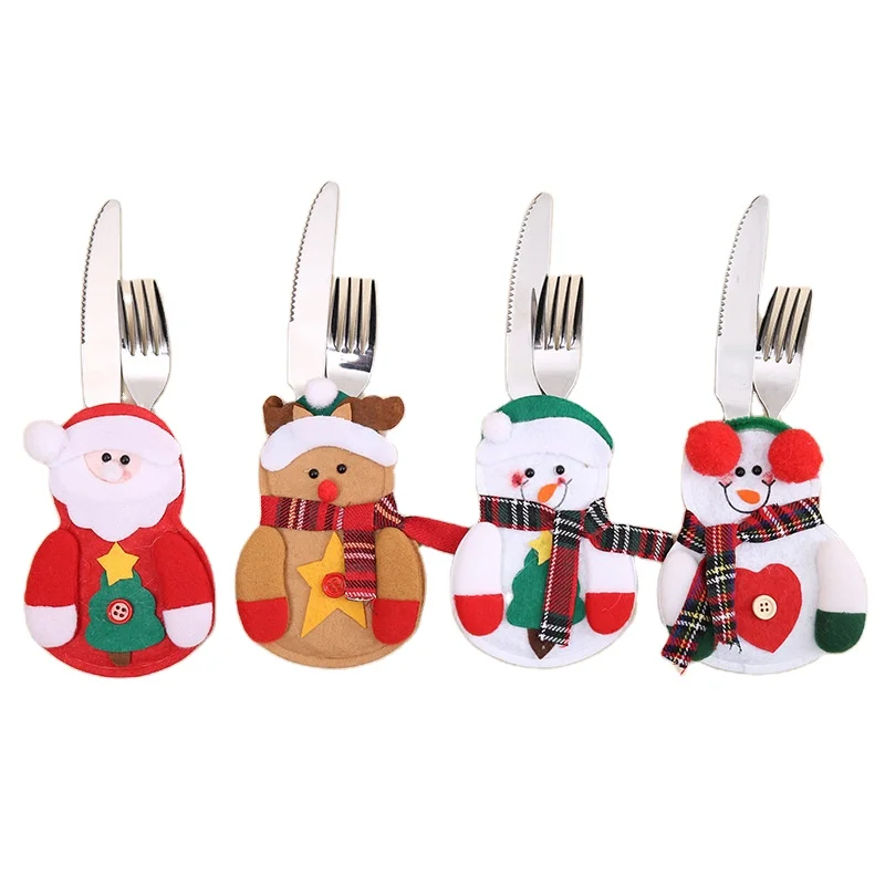 

Christmas Decorative Supplies Christmas Table Decoration Santa Claus Knife and Fork Plush Cover