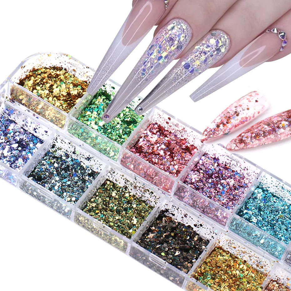 

3D Nail Mermaid Glitter FlakesColorful Sequins Spangles Polish Manicure Art Decorations, Picture