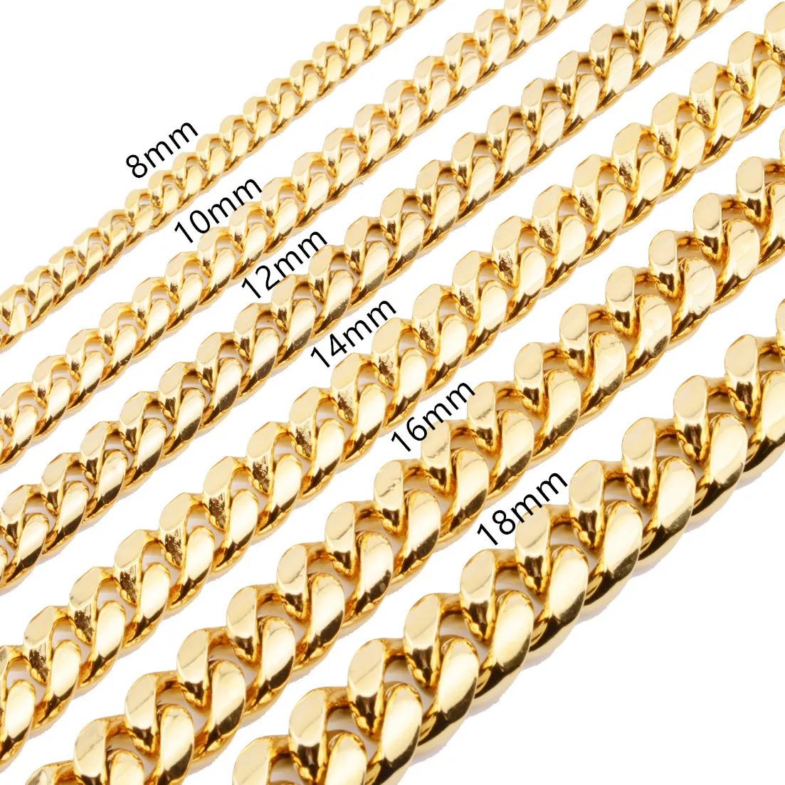 

Fashion Stainless Steel Cuban Chain Necklace Hip Hop 18k Gold Plated Miami Curb Cuban Link Chain for Men Female Accessories