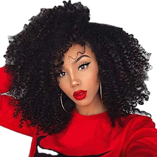 

Best selling wigs transparent HD 180% density Mongolian afro kinky curly natural lace front human hair wig for black women