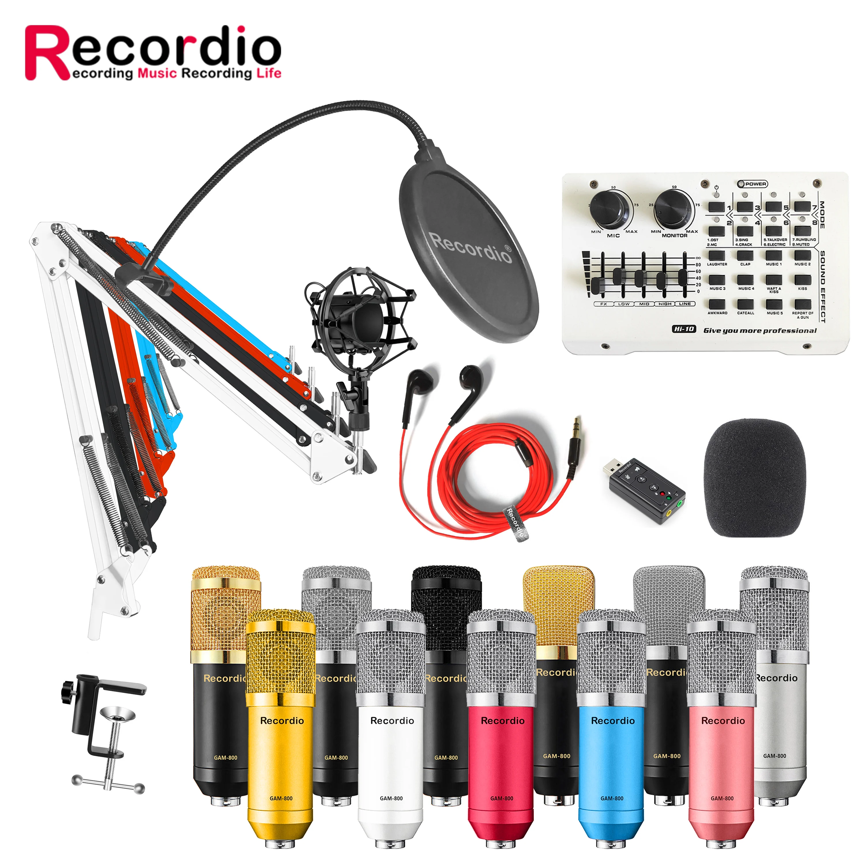 

BM800 wholesale price with live equipment sound card set Home Recording Studio Equipment for KTV Singing and Recording