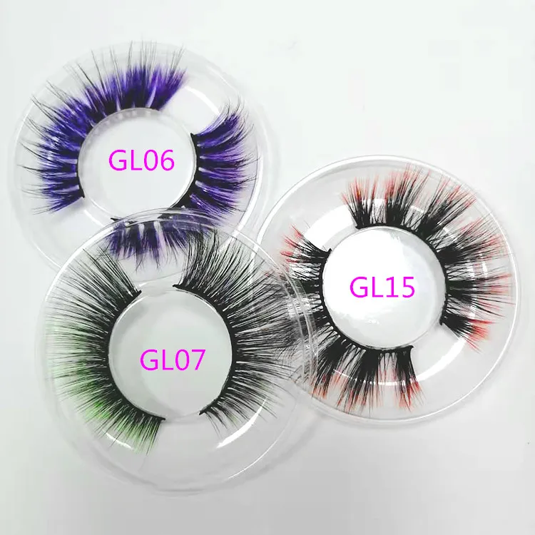 

Color silk lashes Synthic Hair Faux 3D Mink Eyelashes lash vendor Wholesale Colorful Eyelashes Private Label