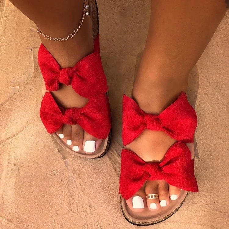

Best sale in sale flat heels red bow tie shoes sandal women wedge shoes