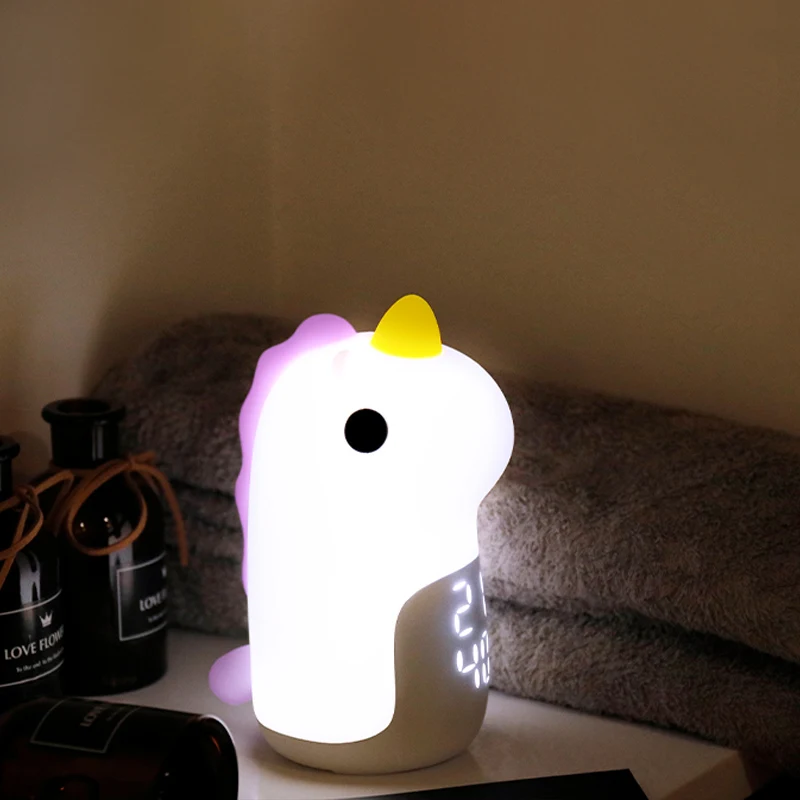 

baby cute usb rechargeable remote led Unicorn Silicone Alarm Clock Night Light