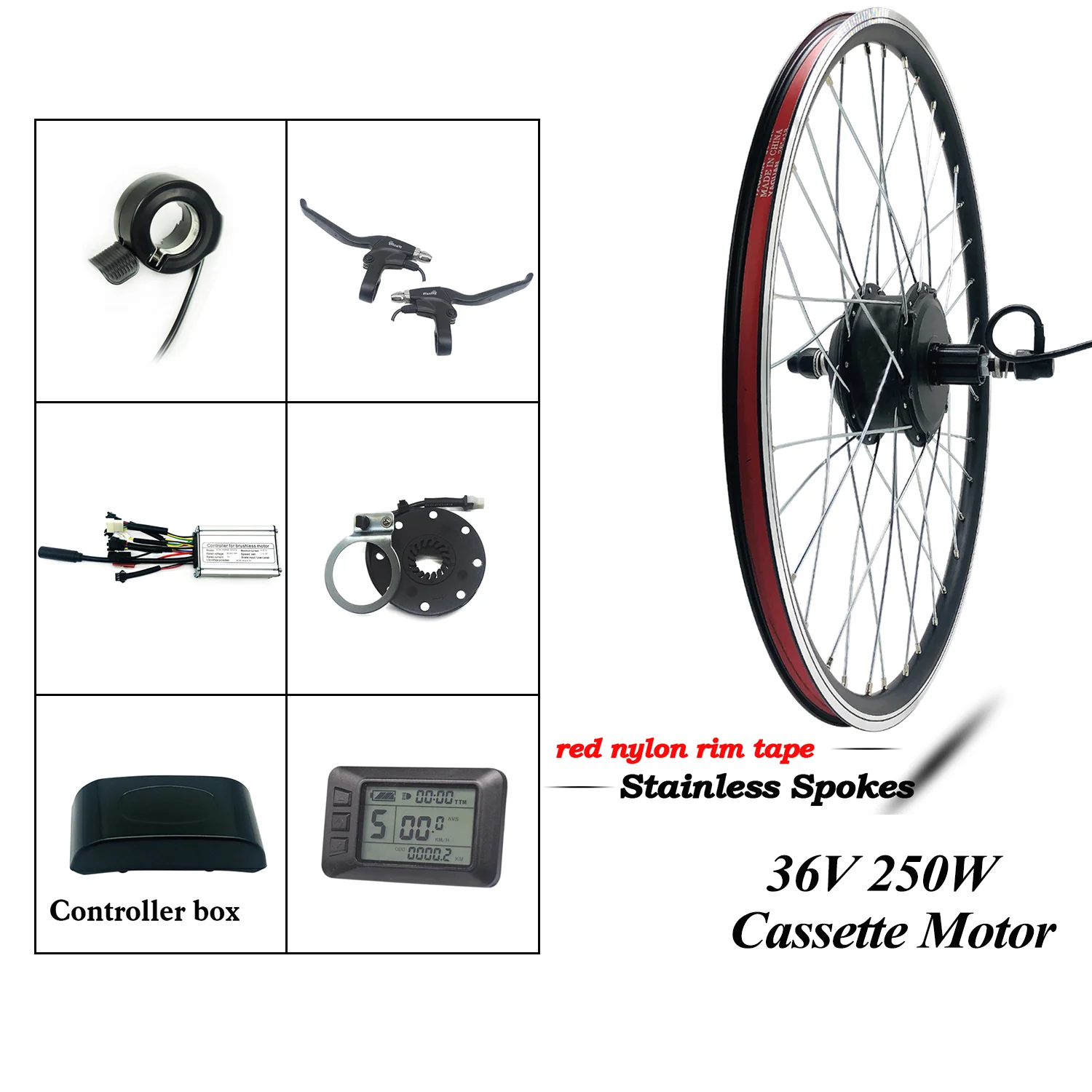 

Greenpedel electric bicycle motor kit 36v 250w 26 inch cassette wheel bicycle electric motor conversion kit with display