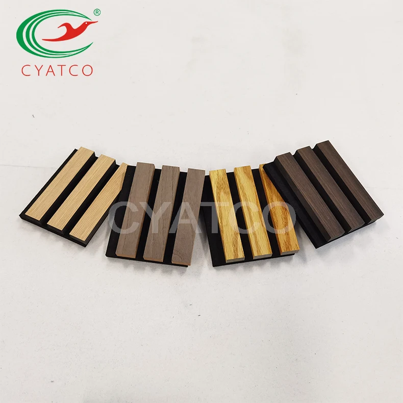 

Eco Environmental Fast Delivery Apartment Wall And Ceiling Sound Absorbing Slatted Polyester PET And Wood Slat Wood Wall Panel