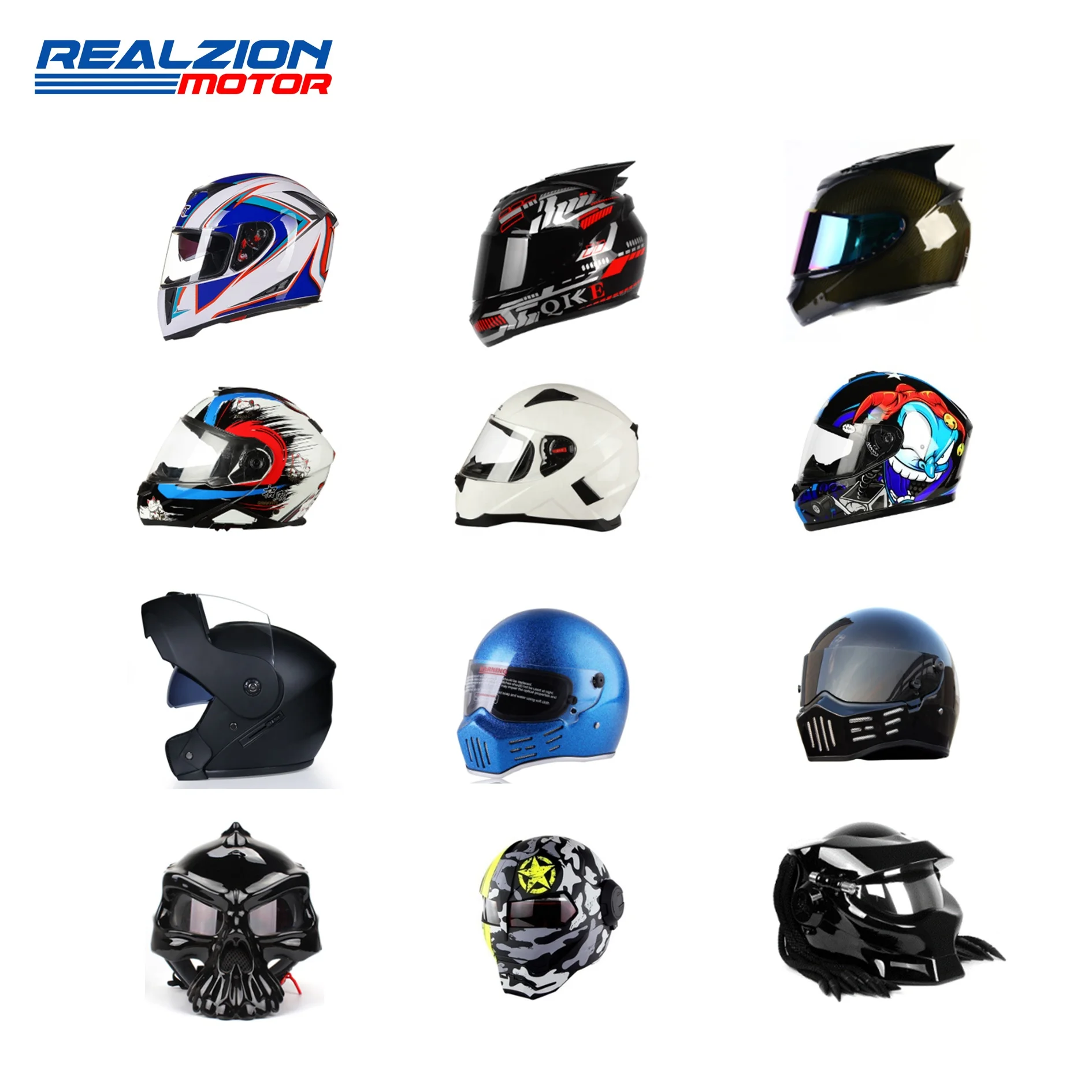 

REALZION Motorcycle Racing DOT ECE Certification M L XL XXL XXXL Size ABS Material Carbon Fiber Full Face Helmet For Universal, For different colors