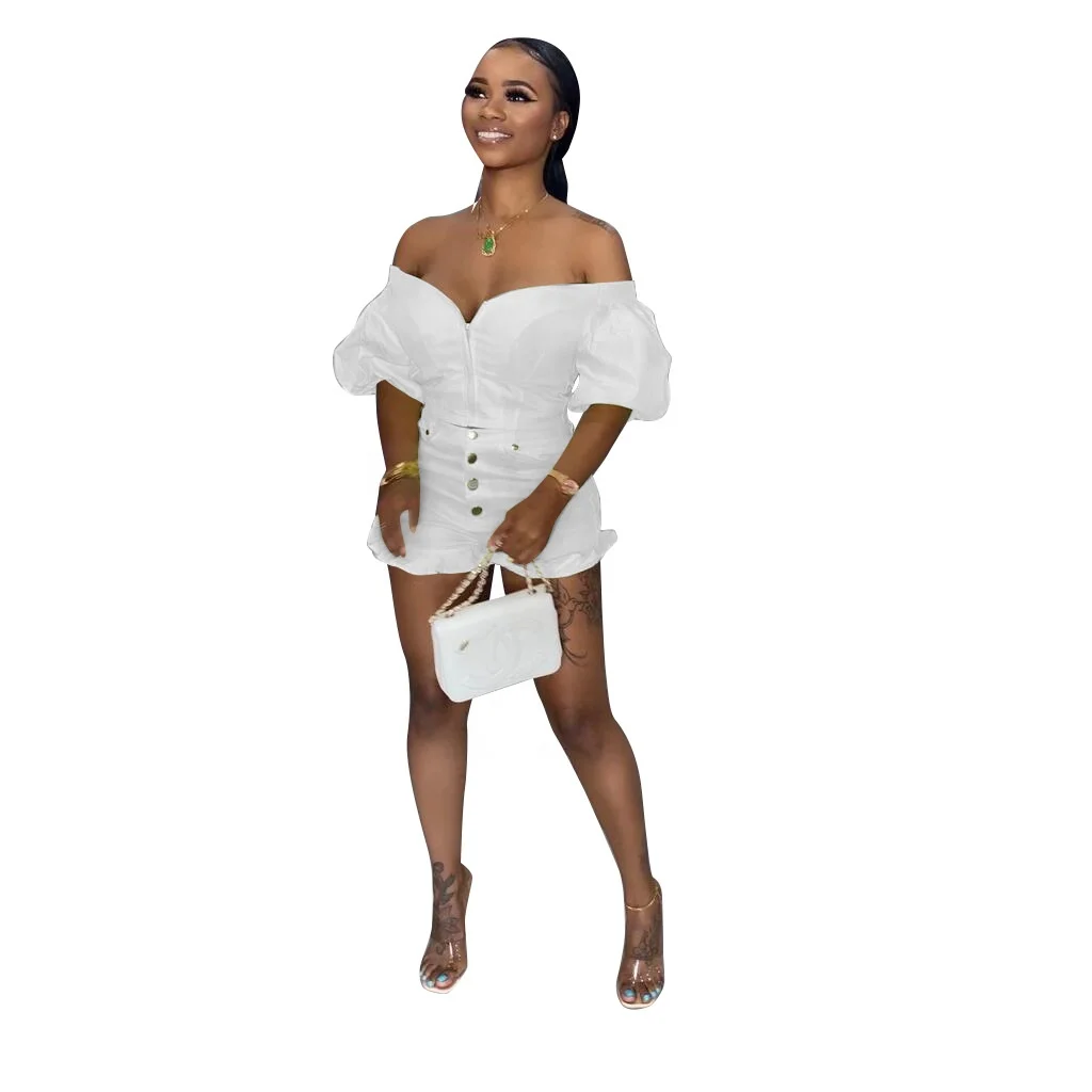 

AI38-5167 3 colors Women's clothes are selling two casual sets with flounces on one shoulder