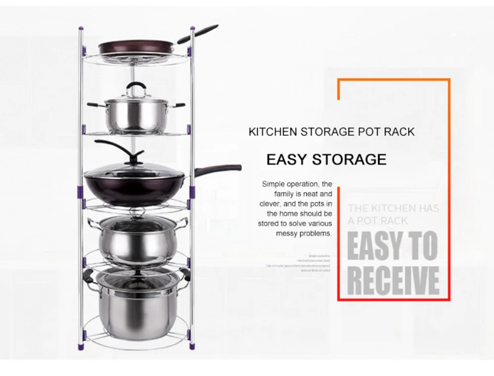 Movable Carbon Steel 2 3 5 Layer Household Kitchen Pot Rack Shelf pot