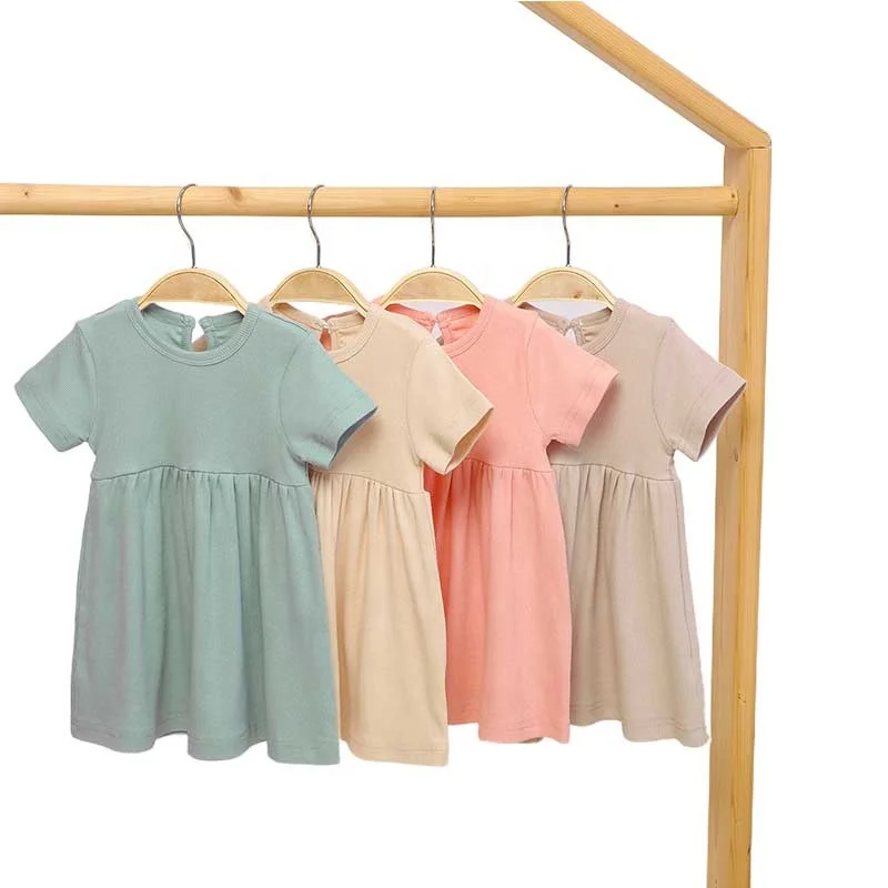 

Ribbed Short Sleeve Baby Girl Cotton Dresses