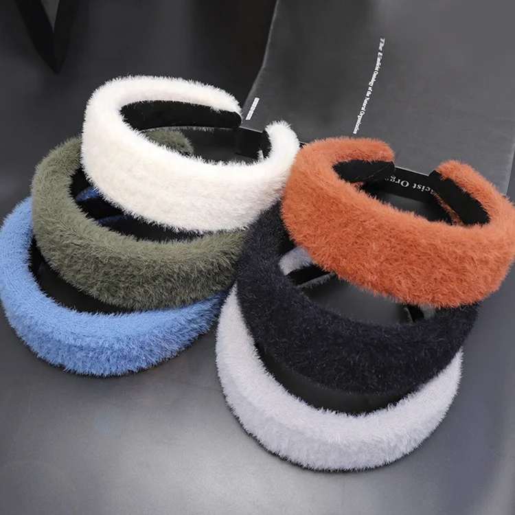 

Autumn Winter Women Fashion Padded Sponge Wool Plush Fluffy Headband, Picture