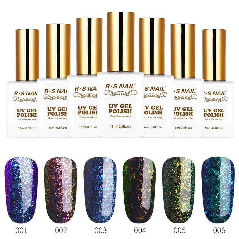 

Galaxy star gel polish Multicolor brocade gel LED uv nail gel, 6 colors