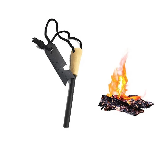 

Outdoor Survival Traditional 5/16 Thick Ferro Rod Fire Starter Fire Steel with Wood Handle