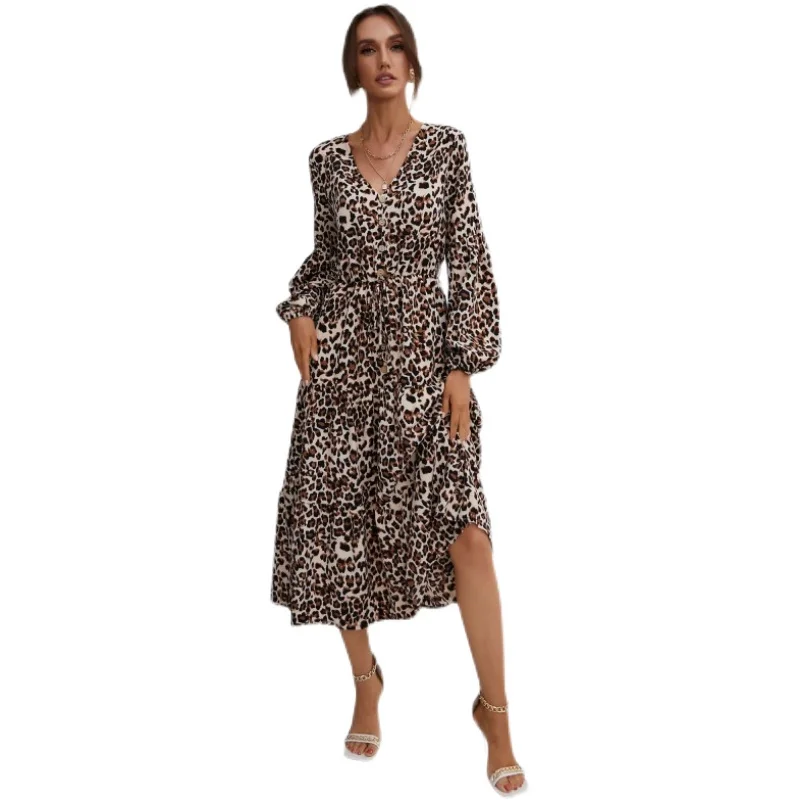 

new dress Autumn fashion women's bandage Ruffle middle and long casual dress